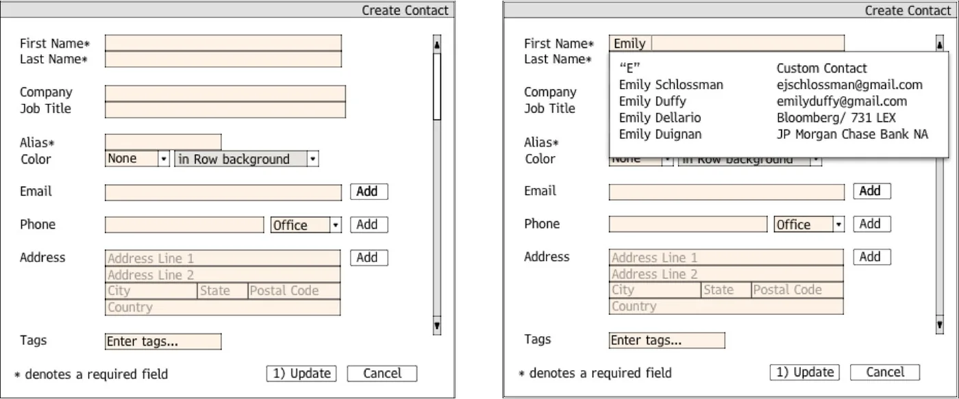 As tested: separate name fields